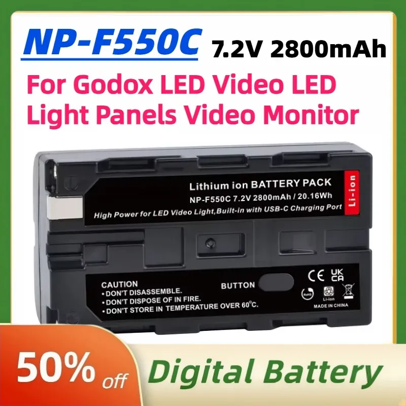 Video Light Panel Led - NP-F550C NP-F550 F570 Bateria 7.2V 2800mAh